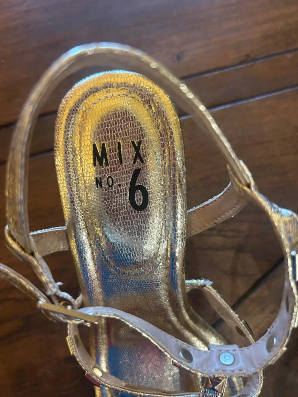 Mix No. 6 gold, wedge, strap sandals, size 10, NWOT | offer in description
